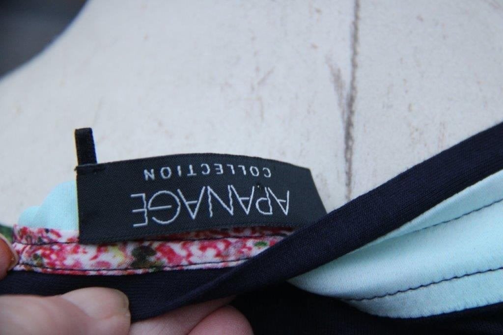 Jurk donkerblauw/ licht blauw Apanage mt 40 Vaste prijs, Maat 38/40 (M), Blauw, Ophalen of Verzenden, Zo goed als nieuw