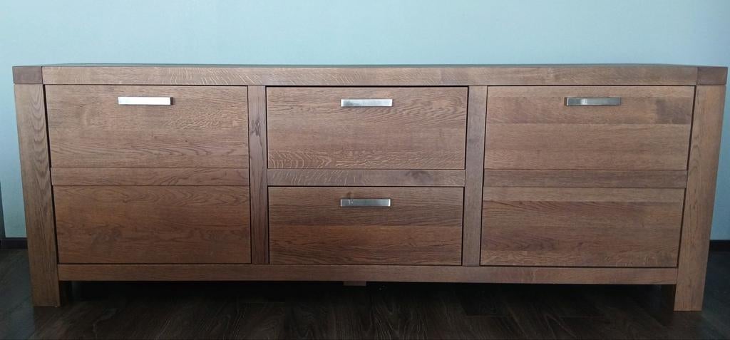 Massief Eiken Dressoir _ Honey Oaked,, Ophalen, Met deur(en), Eikenhout, Zo goed als nieuw
