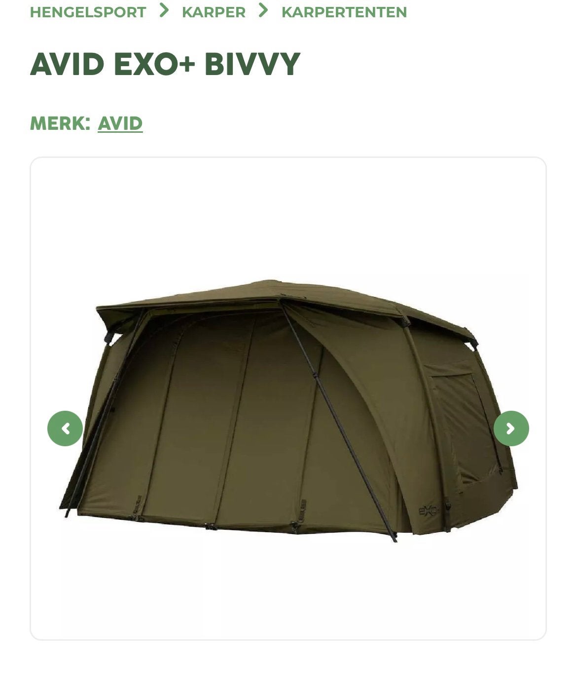 AVID EXO+ Bivvy, Ophalen of Verzenden, Zo goed als nieuw, Overige typen
