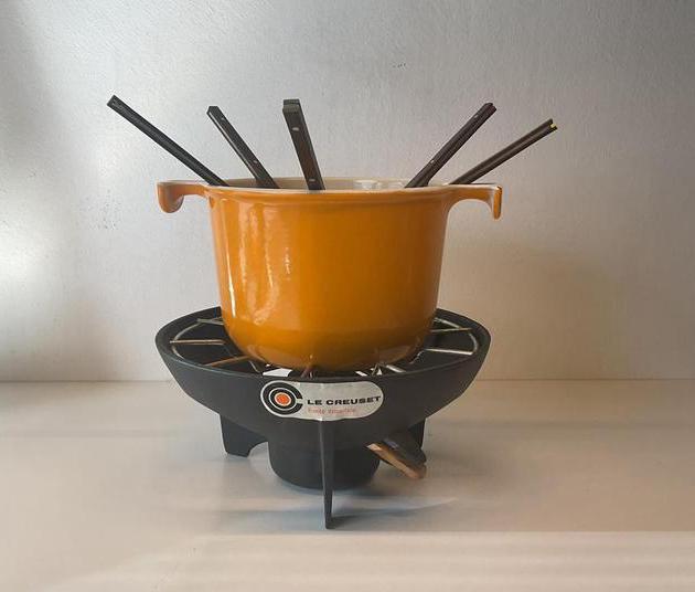 Le Creuset  gietijzeren fondueset, Ophalen of Verzenden, Gebruikt, Brander, Fondueset