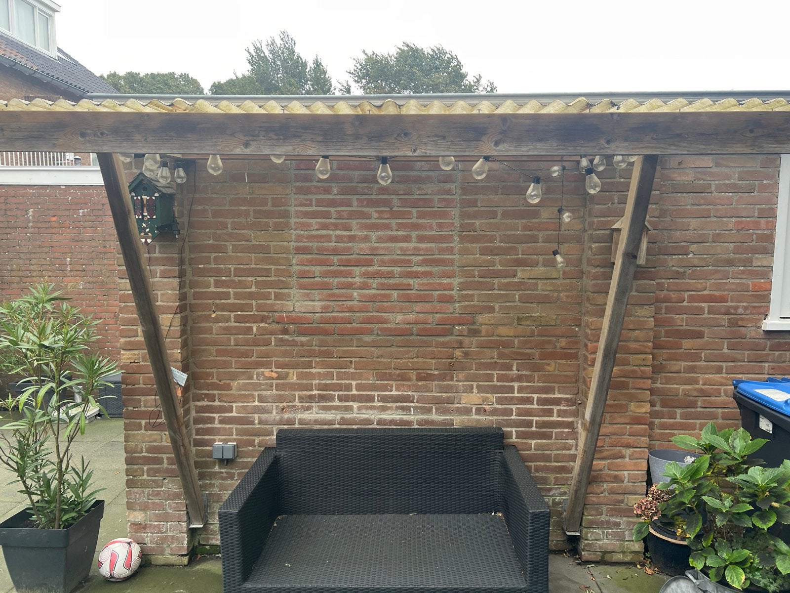 Houten overkapping met verlichting, Ophalen, Gebruikt