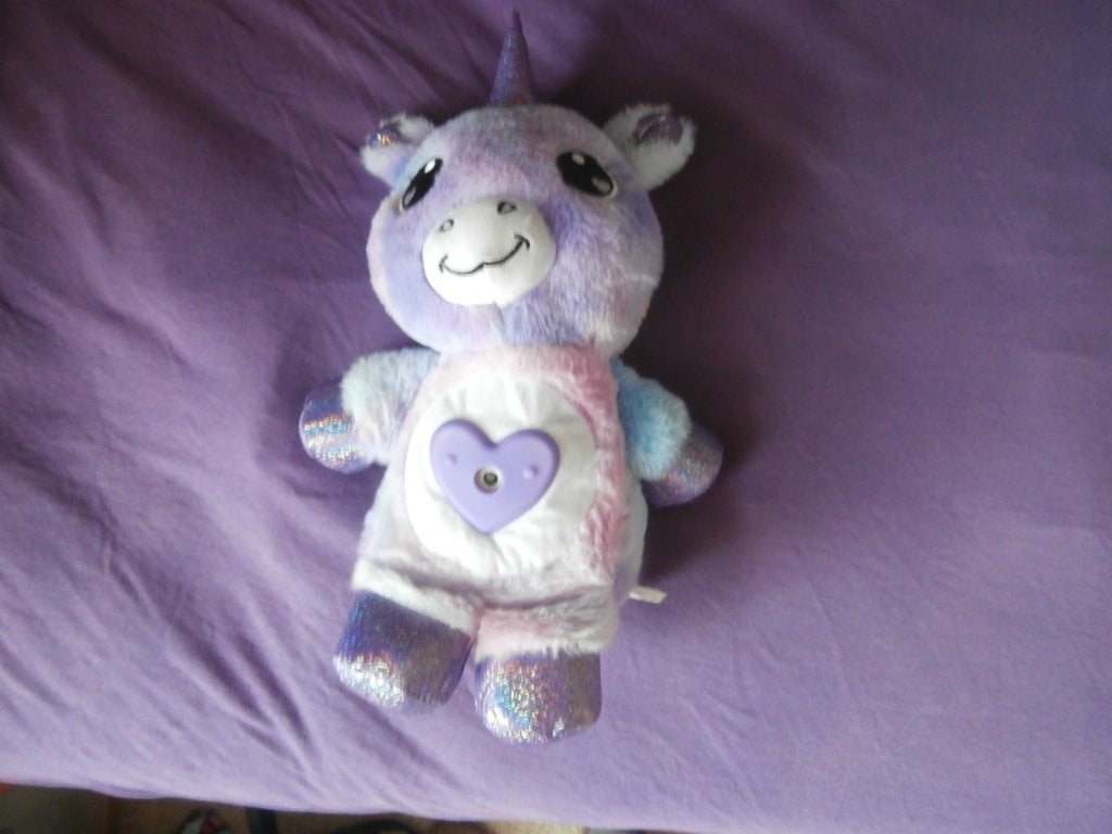 knuffel eenhoorn pop met lampje in buik roze paars paard, Paars, Overige karakters, Met licht, Overige typen