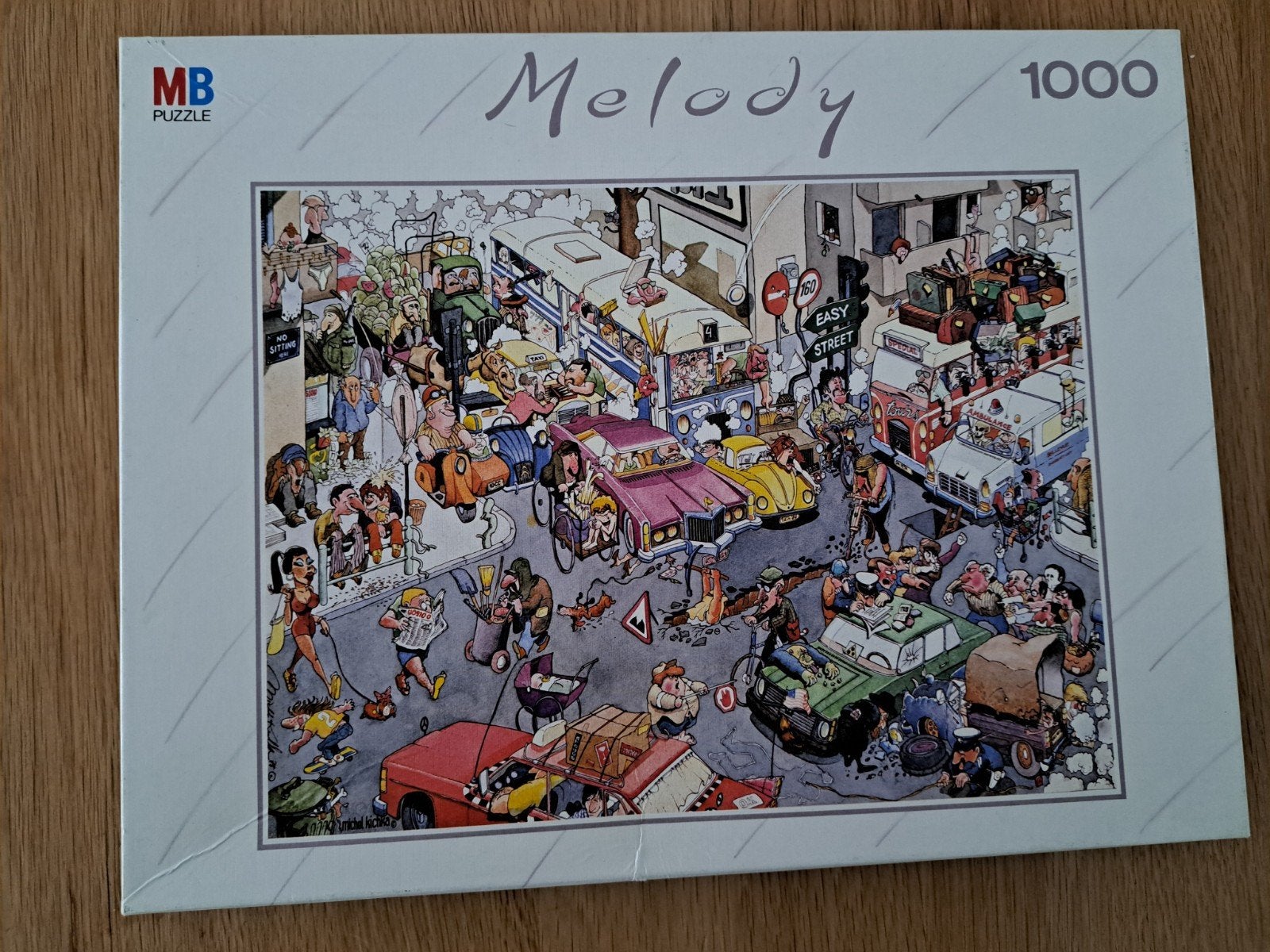 MB Melody Puzzel 1000 stukjes - Drukke Straat Scène, Ophalen of Verzenden, 500 t/m 1500 stukjes, Gebruikt, Legpuzzel