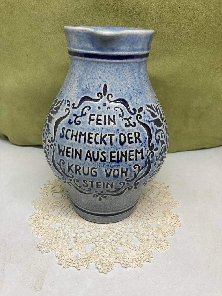 Blauw aardewerk kruikje (020322), Ophalen of Verzenden