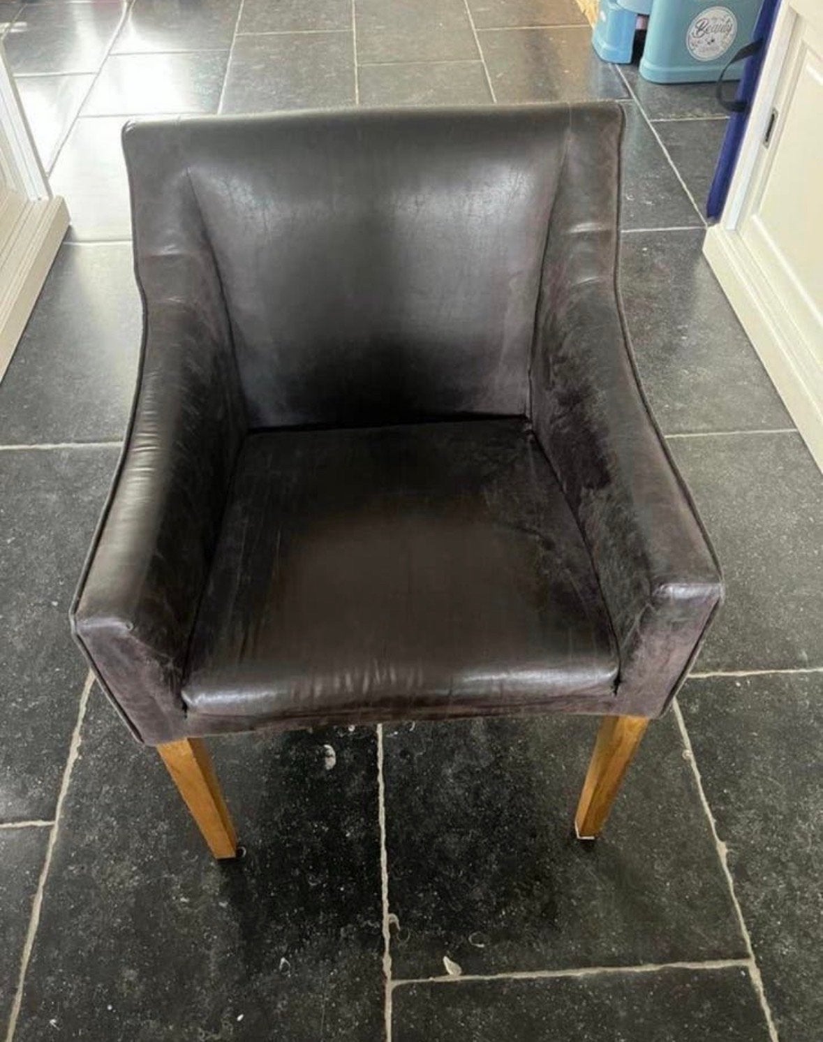 Riviera maison saville row arm dining chair 5 stuks, Ophalen, Gebruikt, Bruin, Leer