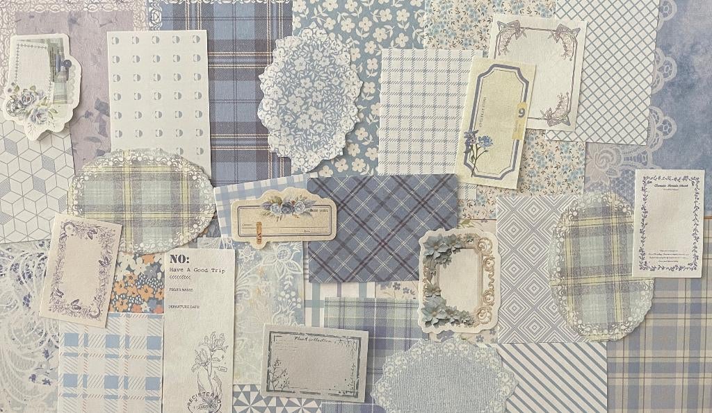 Blauwe scrapbooking, bulletjournal, junk journal papier, Hobby en Vrije tijd, Scrapbooking, Verzenden, Nieuw, Papier of Karton