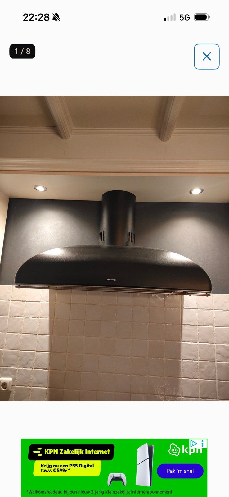 Smeg KA1VA retro / landelijke afzuigkap antraciet (90 cm), Ophalen of Verzenden, Wandschouwkap, Motor