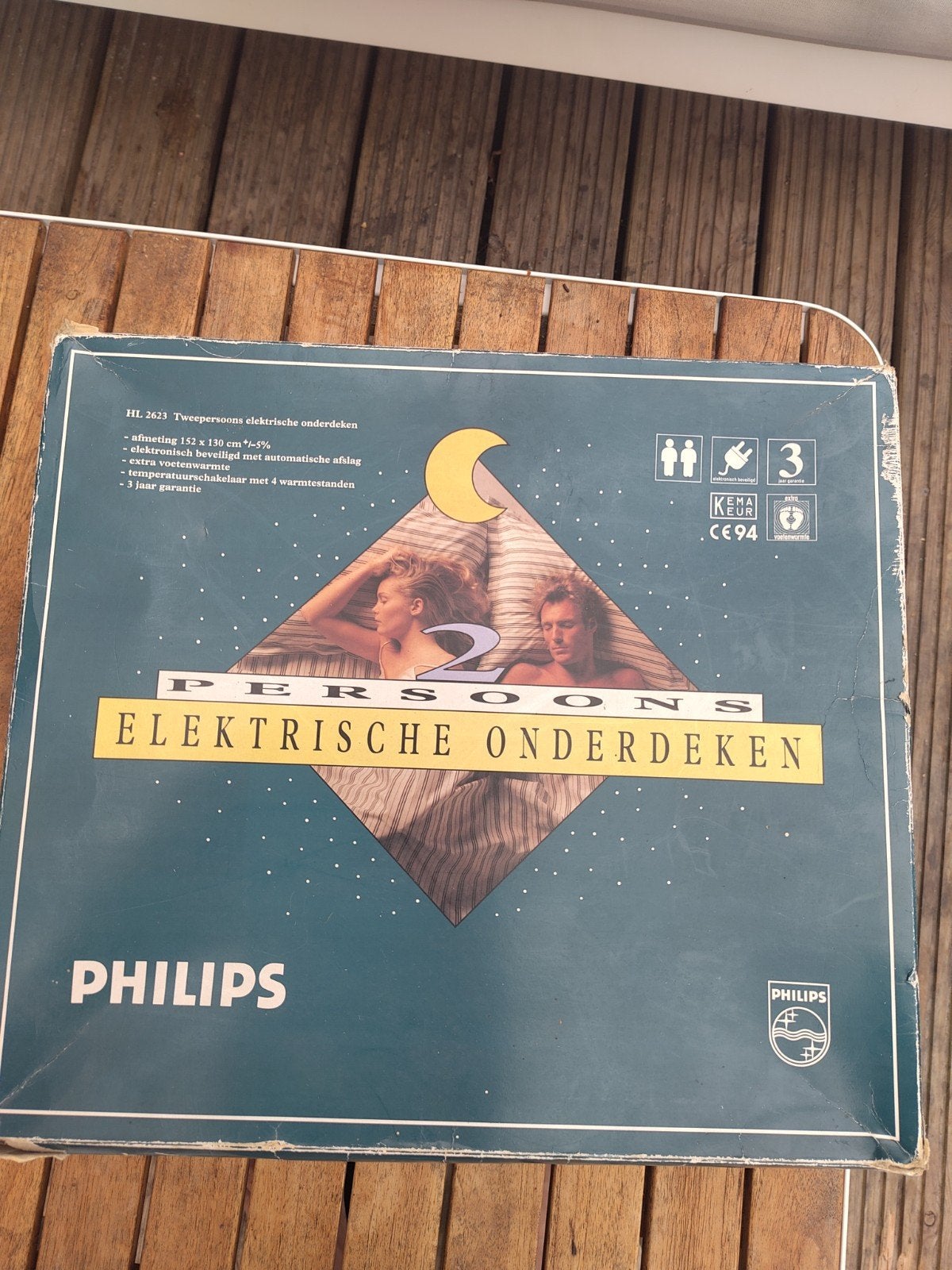 Philips Tweepersoons Elektrische Onderdeken HL 2623, Ophalen, Gebruikt, Tweepersoons, Beige