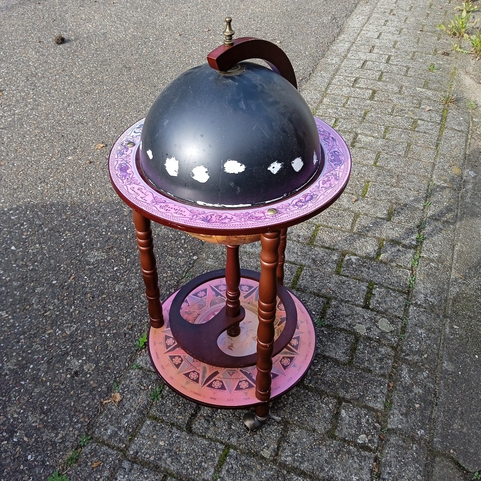 Vintage Wereldbol Bar met Zodiac Tekens, Antiek en Kunst, Ophalen