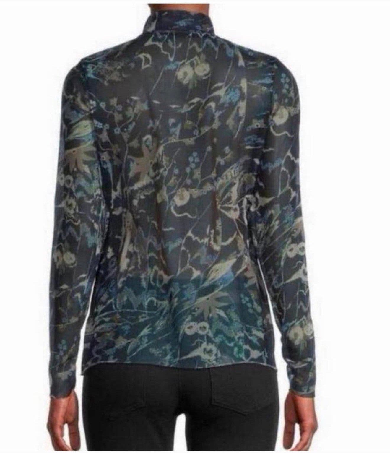 Ted Baker Rechel Jersey Printed Roll Neck shirt top NIEUW, P, Blauw, P, P