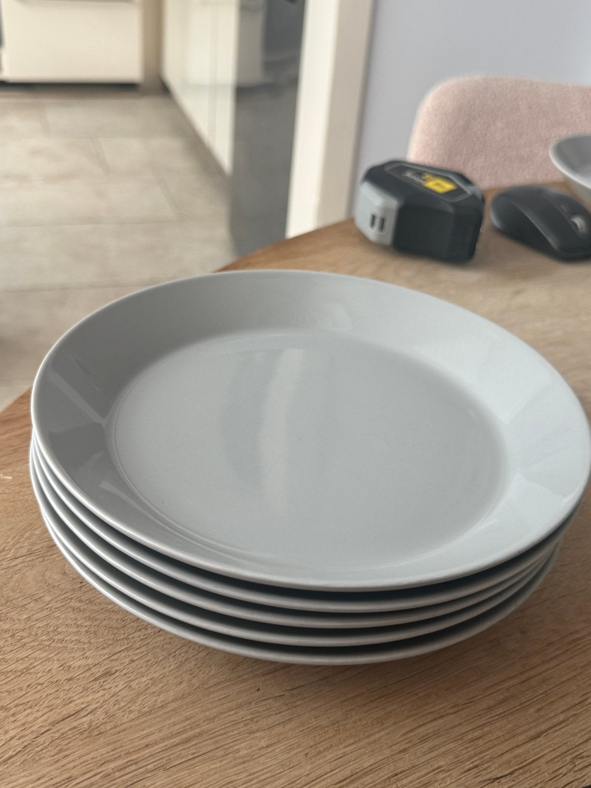 5x Iittala Teema ontbijtborden parelgrijs, Ophalen, Gebruikt, Keramiek, Bord(en)
