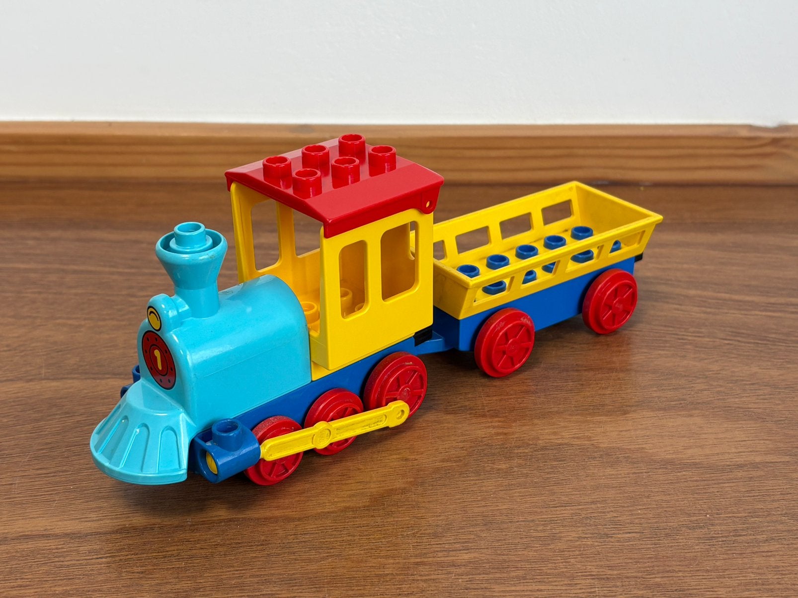 Duplo duwtrein met wagon 1, Ophalen of Verzenden, Zo goed als nieuw, Complete set, Duplo