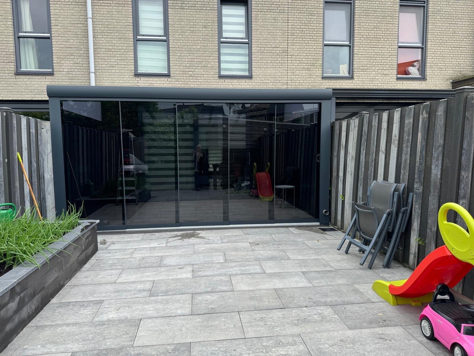 Luxe aluminium veranda 462x300cm met glazen schuifwand, Tuin en Terras, Overkappingen, Ophalen, Zo goed als nieuw, Veranda