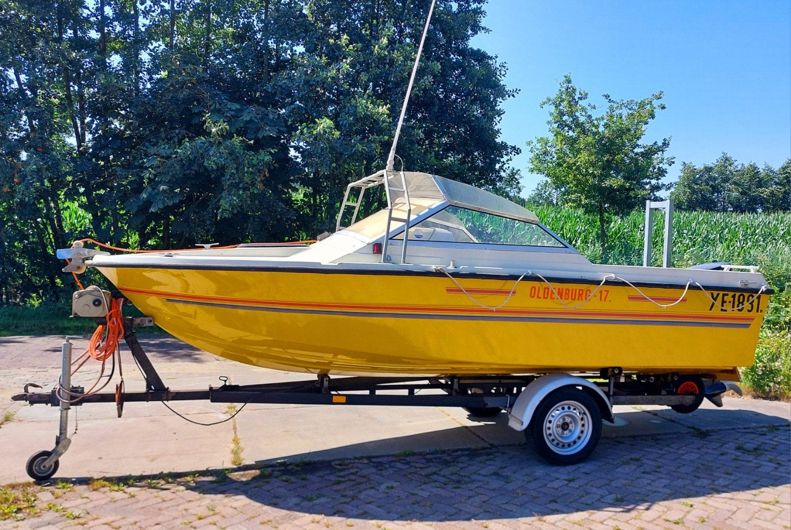 Oldenburger 17 met 90PK Yamaha autolube en kanteltrailer, Gebruikt, Elektrische start, 90 pk, Ophalen