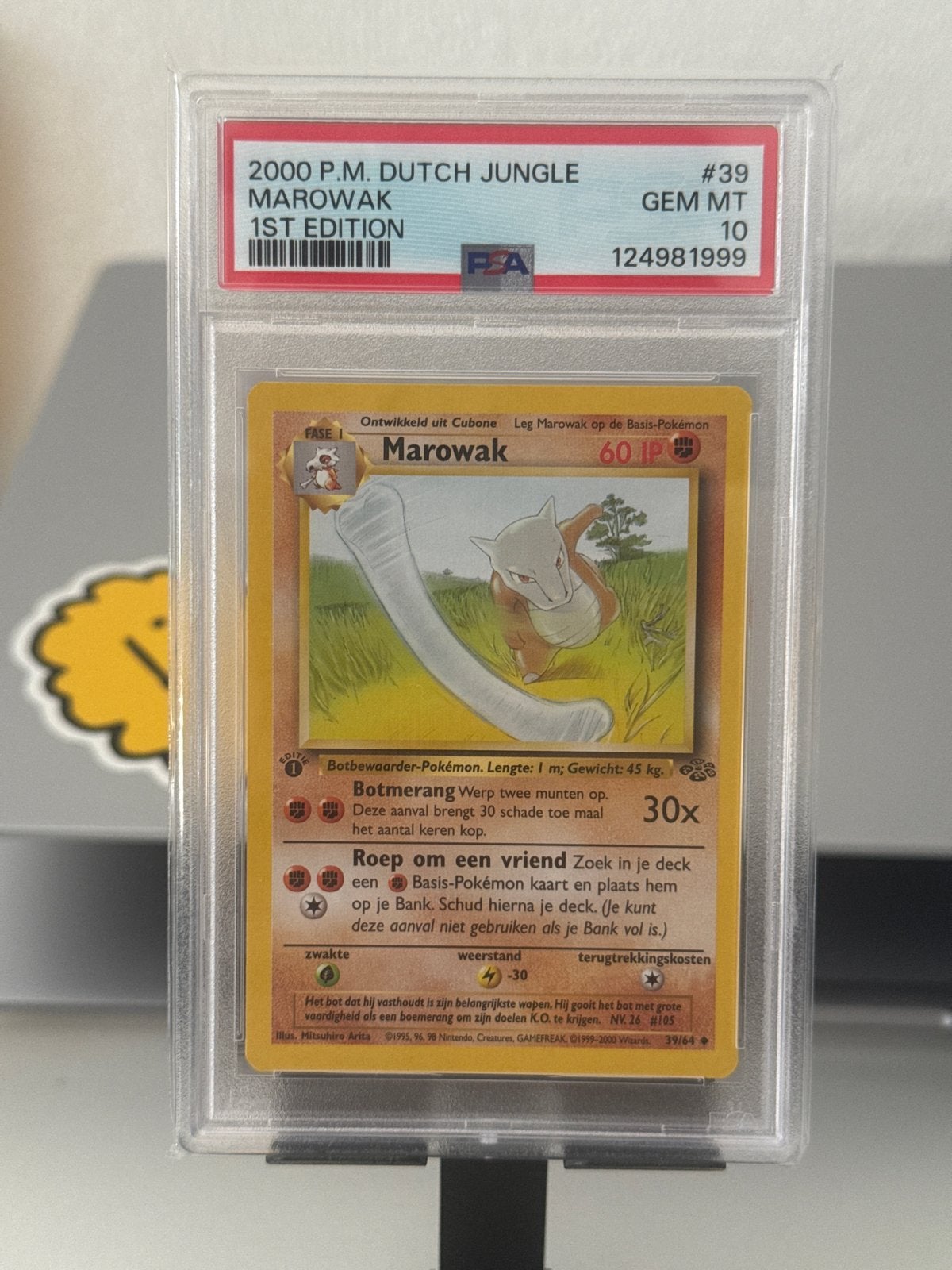 Pokémon Marowak 1st Edition Jungle PSA 10 GEM MT, Ophalen of Verzenden, Nieuw, Losse kaart