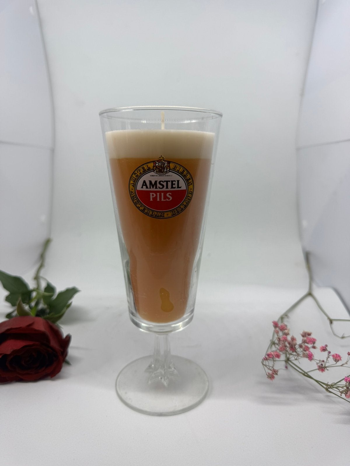 Zelfgemaakte Amstel bierkaars, Ophalen of Verzenden, Nieuw, Glas of Glazen, Amstel