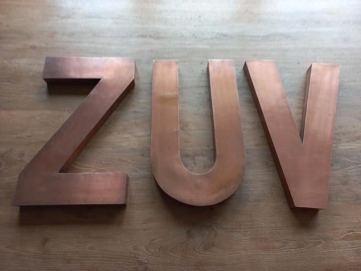 Prachtige Koperen deco LETTERS : Z, U, V - Sissy Boy GROOT, Ophalen of Verzenden, Zo goed als nieuw