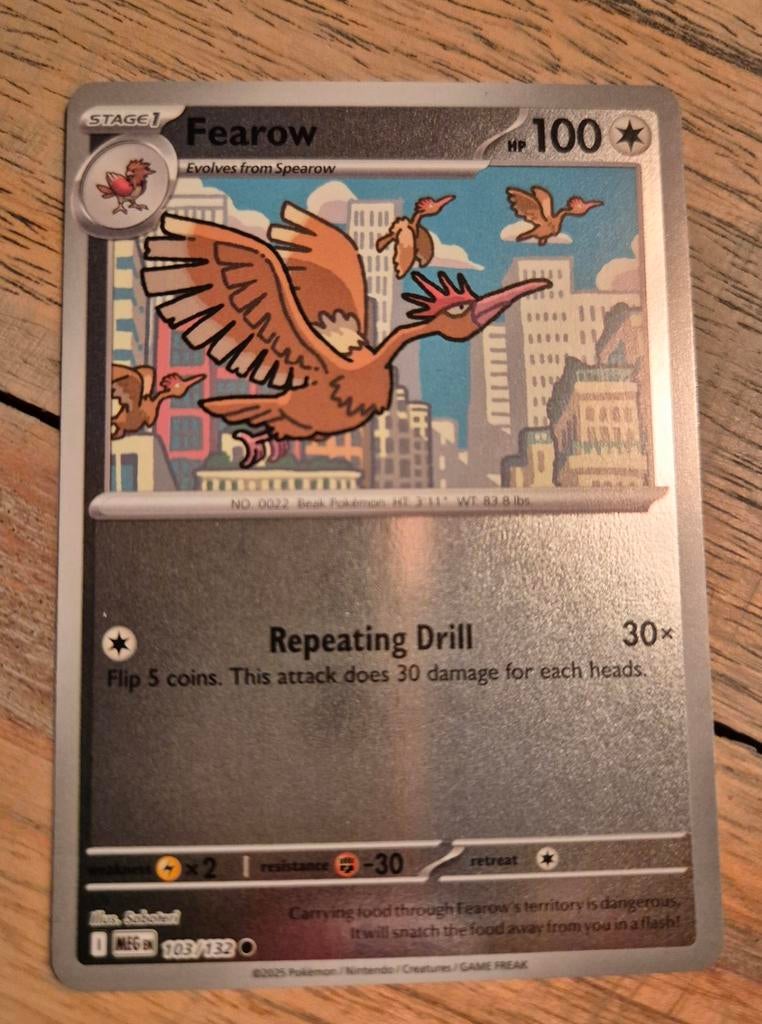 Pokemon kaart MEG Fearow 103 Revers, Ophalen of Verzenden, Zo goed als nieuw