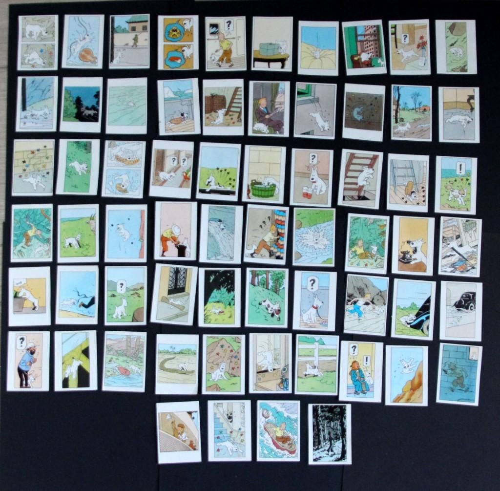 Volledige serie 64 chromos Kuifje Bobbie Hergé 1964, Verzamelen, Verzenden, Kuifje, Nieuw, Beeldje of Figuurtje