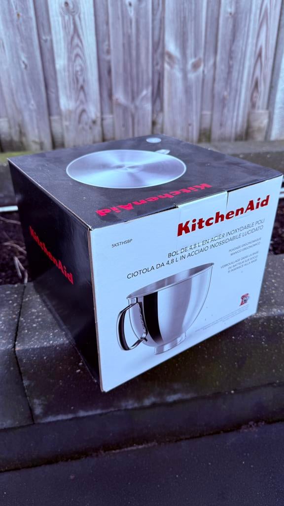 Nieuwe KitchenAid RVS Mengkom 4.8L 5K5THSBP – Origineel, Ophalen, 4 liter of meer, Nieuw, 3 snelheden of meer