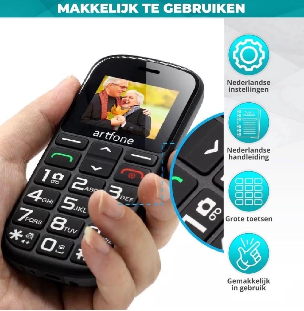 Artfone C1+4G - Senioren Telefoon - SOS-Knop, 1 handset, Theodoor Colenbranderhof 9, 3059LC Rotterdam, Nederland, Info@currentcomponents.nl