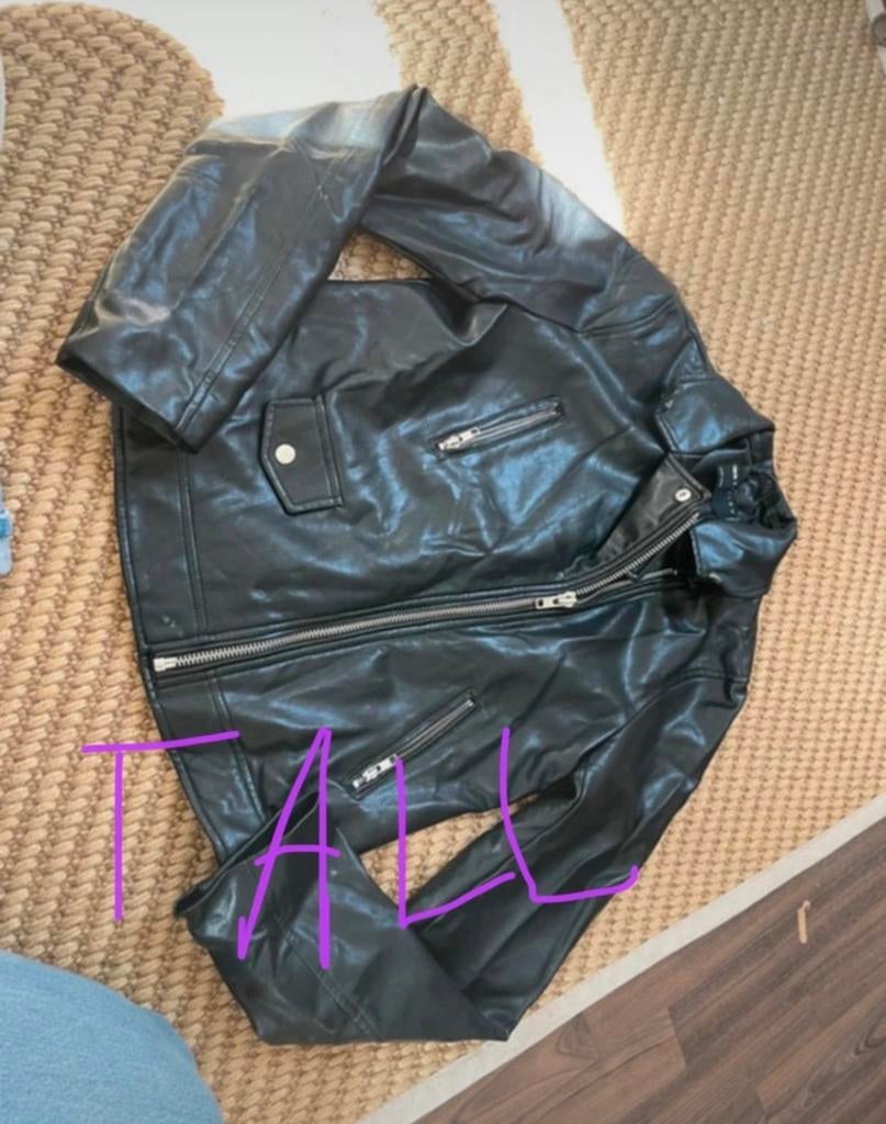 Leren zwart jasje asos tall maat 38 medium, Ophalen of Verzenden, Zo goed als nieuw, Maat 38/40 (M), Zwart