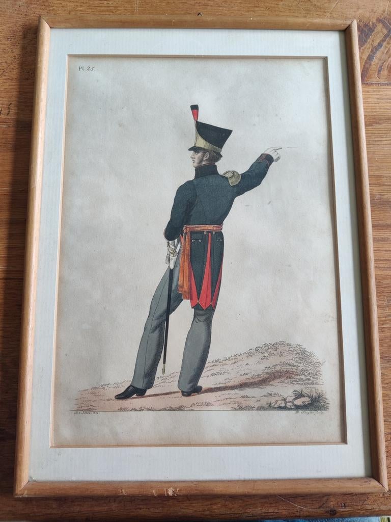 Originele antieke plaat  Nederlandse militair 1823, Ophalen of Verzenden