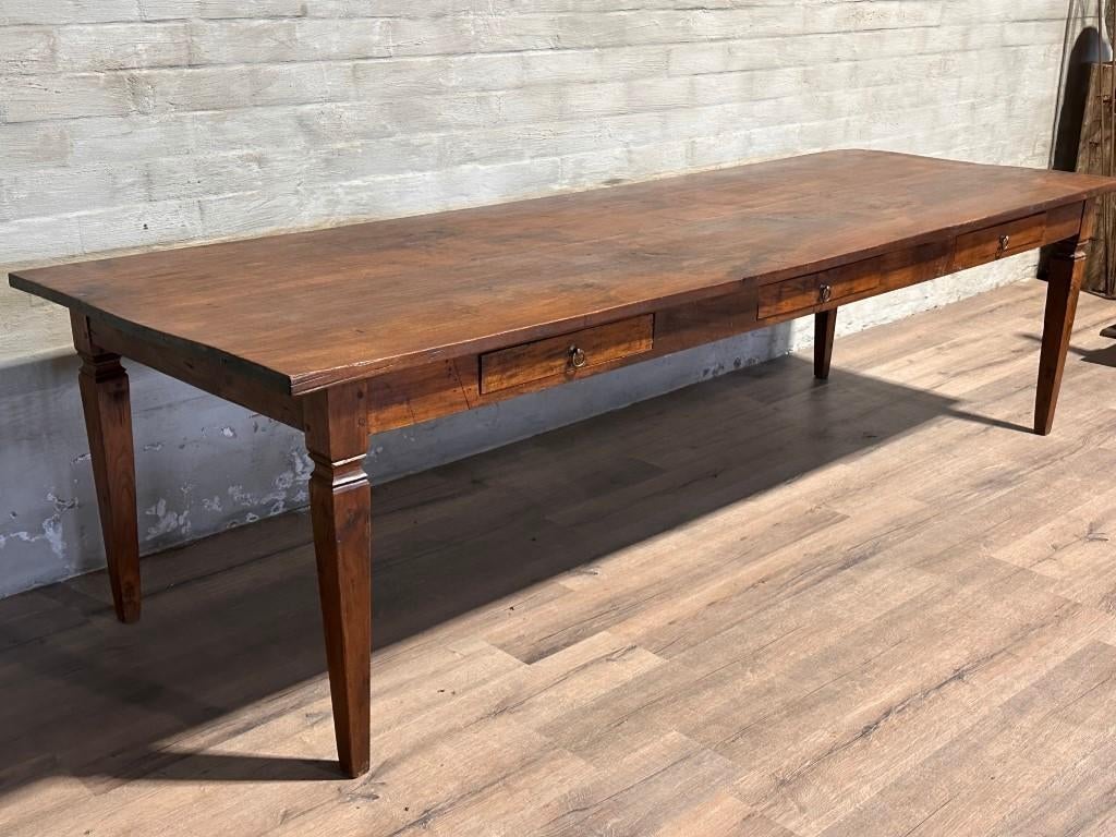 Antieke boerentafel met 3 lades - 300 x 100 cm + 82 cm hoog, Antiek en Kunst, Ophalen of Verzenden