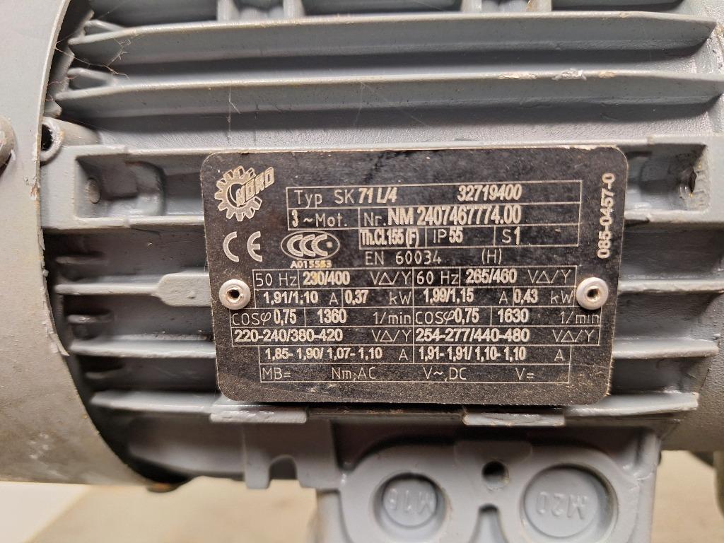 Nord Electromotor met reductie SH03, Doe-het-zelf en Verbouw, Motoren, Gebruikt, Nord, Nord, Ophalen of Verzenden