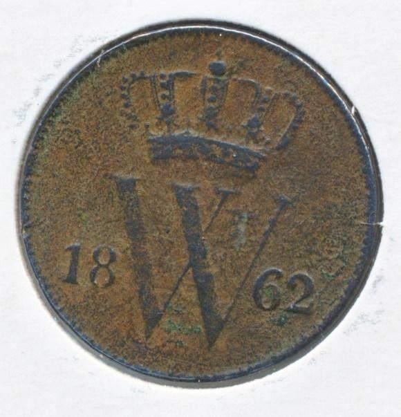 Nederland 1 cent 1862 Willem 3, Postzegels en Munten, Munten | Nederland, Ophalen of Verzenden, Koning Willem III, 1 cent, Losse munt