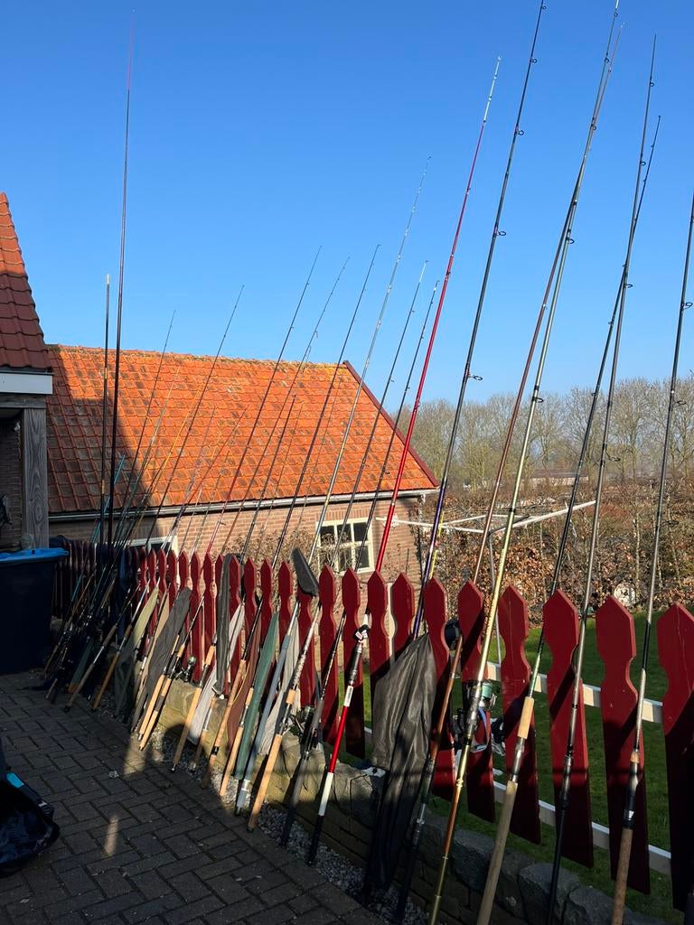 Vis hengels te koop werp, vastekanthengel, strand en boot., Watersport en Boten, Ophalen, Gebruikt, Werphengel