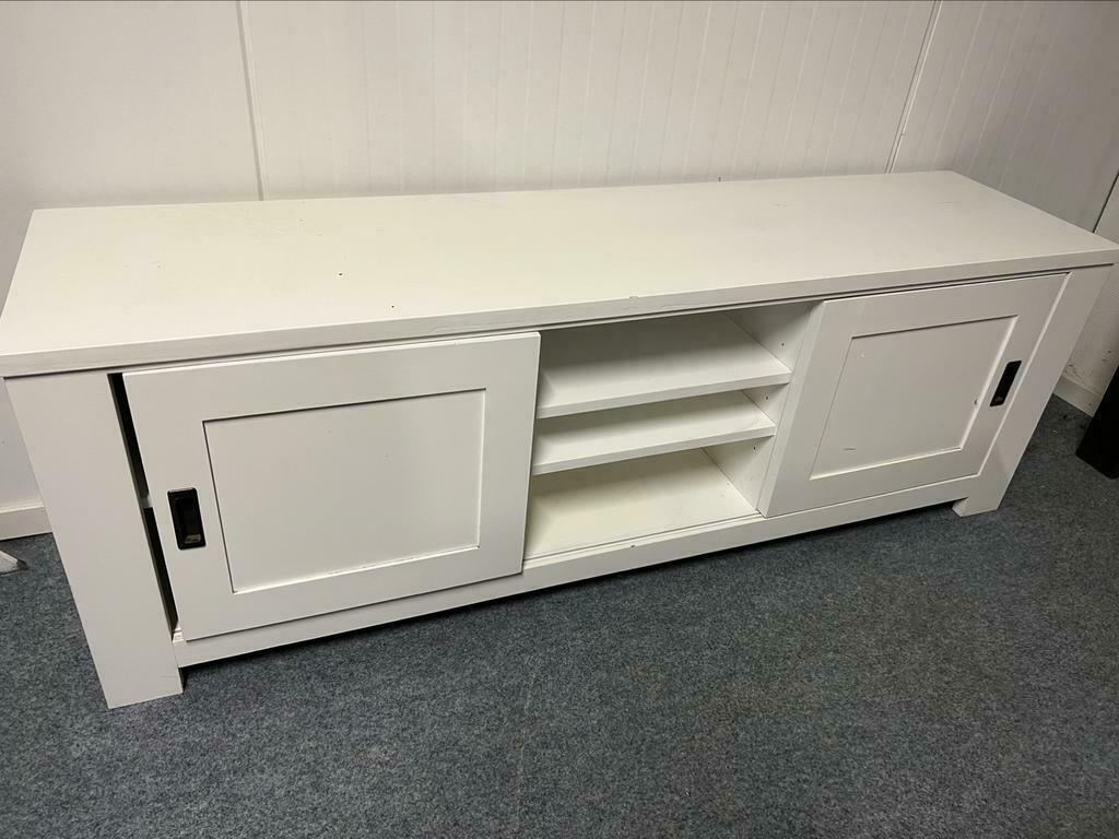 Tv meubel elzenhout wit. Nr. 6. 158x40x55., Ophalen, Zo goed als nieuw