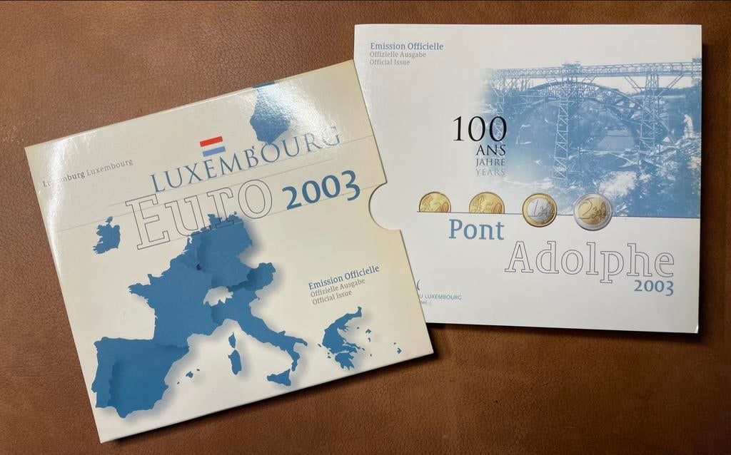 Muntset Luxemburg 2003 - 100 jaar Pont Adolphe, Verzenden, Verzamelmap