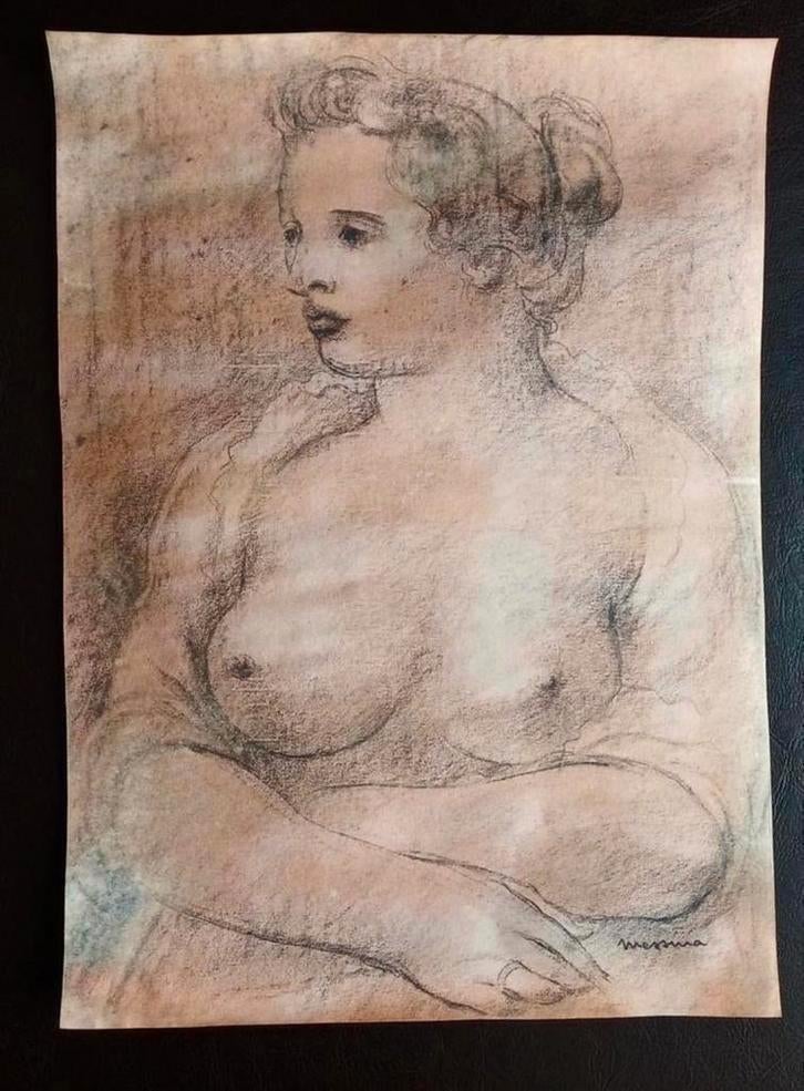 Erotische prent ,unieke kunst van een mooi vrouw, Ophalen of Verzenden, Voor 1940