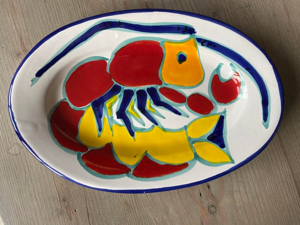 Schaal garnaal kreeft zeedier motief Italy, Antiek en Kunst, Ophalen of Verzenden