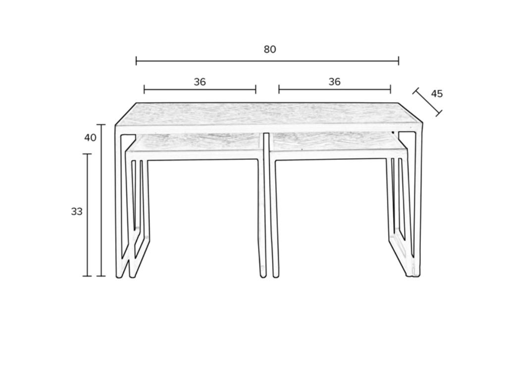Coffee Table Parker Set Of 3 Zwart | Van €249, nu, White Label Living, 50 tot 100 cm, White Label Living, Rond