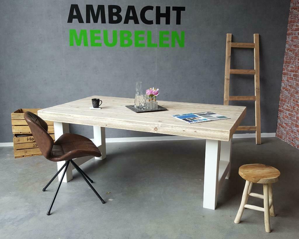 INDUSTRIELE steigerhout eettafel tafels Met BANKJE >>ACTIE<<, Ophalen, Nieuw