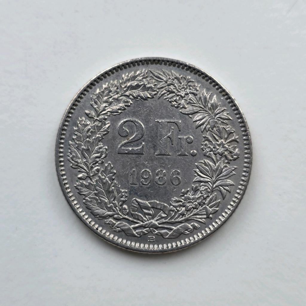Zwitserse 2 Fr. munt 1986, Ophalen of Verzenden, Gestempeld