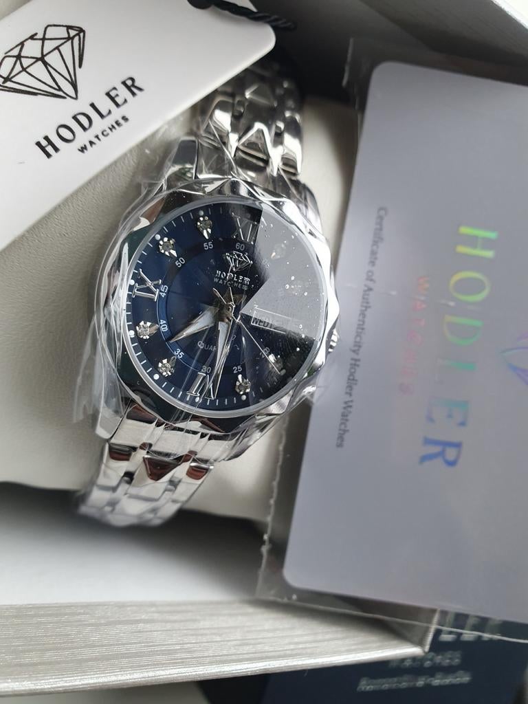 Hodler Watches Romont - Zilver & Blauw - Nieuw, Overige merken, Staal, Staal, Polshorloge