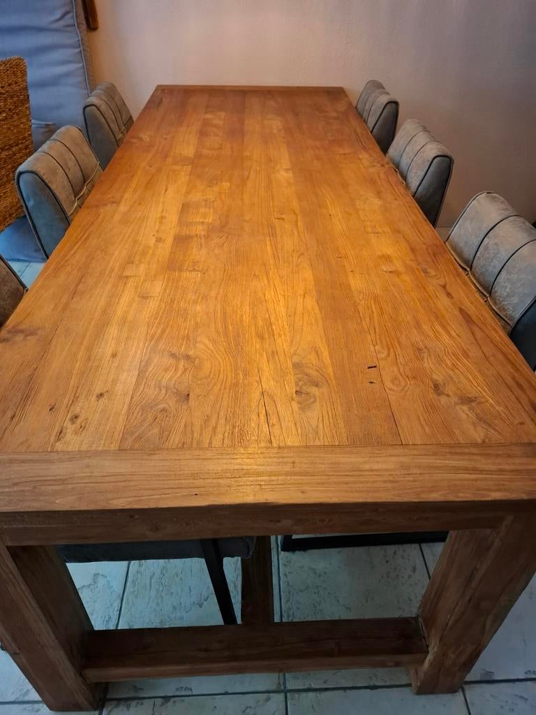 Mooie kloostertafel teak - 260cm, Ophalen, Gebruikt, 100 tot 150 cm, Teakhout