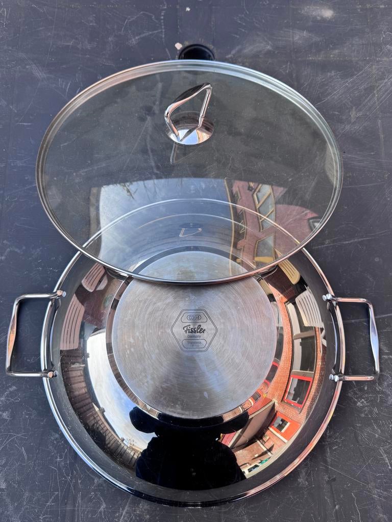Fissler Wokpan 35cm, Ophalen, Gebruikt, Inductieplaat, Rvs