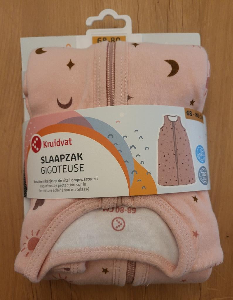 Nieuw! Kruidvat slaapzak, roze, maan + sterren, maat 68/80, Ophalen of Verzenden, Nieuw, 70 tot 85 cm, Slaapzak