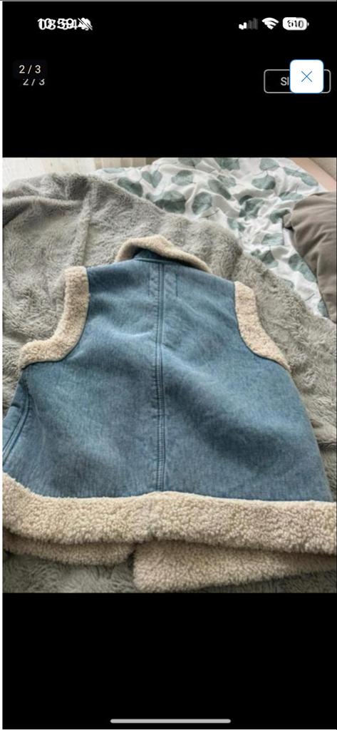 Zara spijker gilet met teddy voering - Maat XS, Ophalen of Verzenden, Zo goed als nieuw, Maat 34 (XS) of kleiner, Blauw