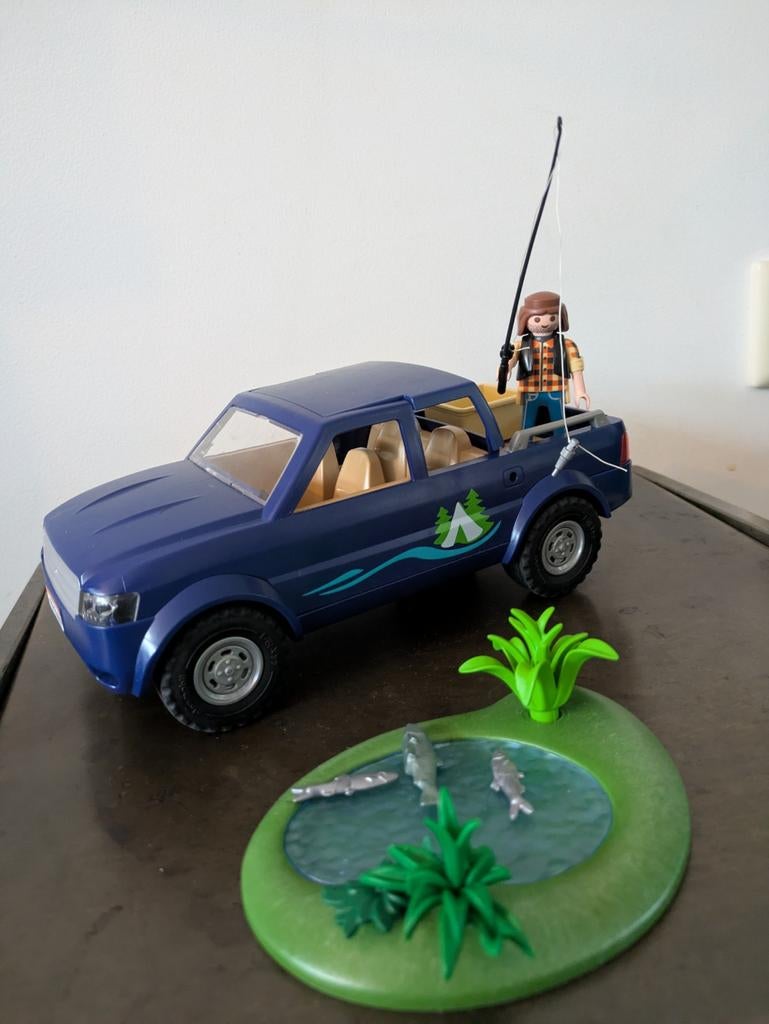 Playmobil Grote Auto met Laadbak en Visserman met vijver, Ophalen