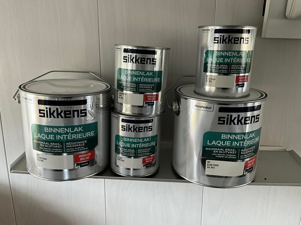 Sikkens 9016 hoogglans vanaf 17 euro per stuk, Ophalen of Verzenden, Zo goed als nieuw, Wit, Lak