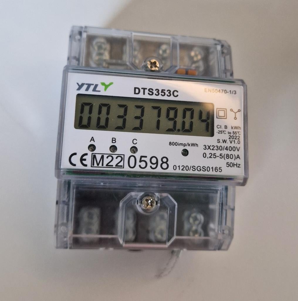 3-Fase Elektriciteitsmeter YTLy DTS353C, Doe-het-zelf en Verbouw, Meetapparatuur, Ophalen, Zo goed als nieuw, Elektriciteit