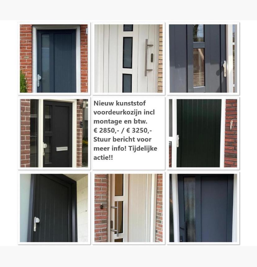 Nieuw kunststof voordeurkozijn incl montage geheel compleet., 75 tot 150 cm, Kunststof, Deurkozijn, Nieuw