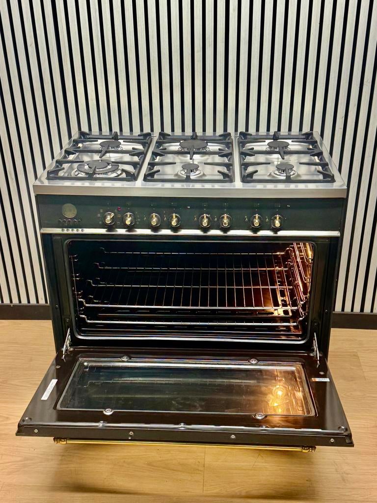Luxe M-System 6 pits Fornuis multifunctioneel 90x60 cm, Fornello Esperta, Refurbished, Ophalen of Verzenden, Energieklasse A of zuiniger