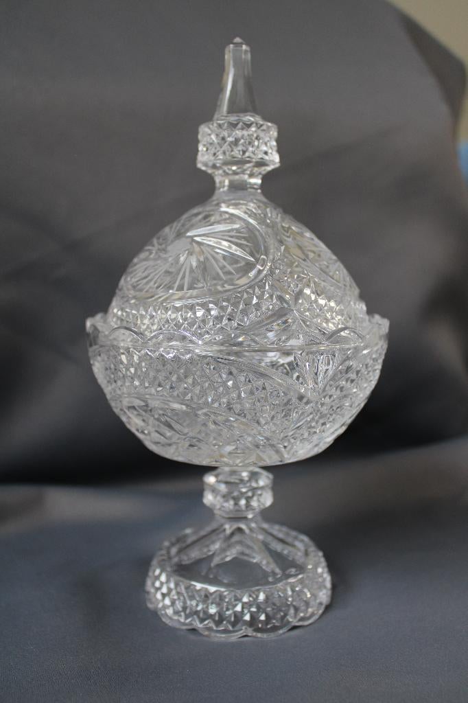 Handgeslepen 19e eeuws gember coupe kristal met deksel, Antiek en Kunst, Ophalen of Verzenden