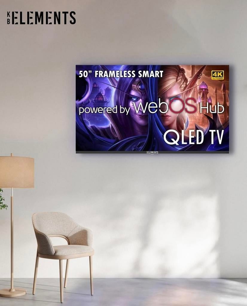 KB ELEMENTS 50 INCH QLED SMART TV, Overige merken, QLED, 50 Hz, Nieuw